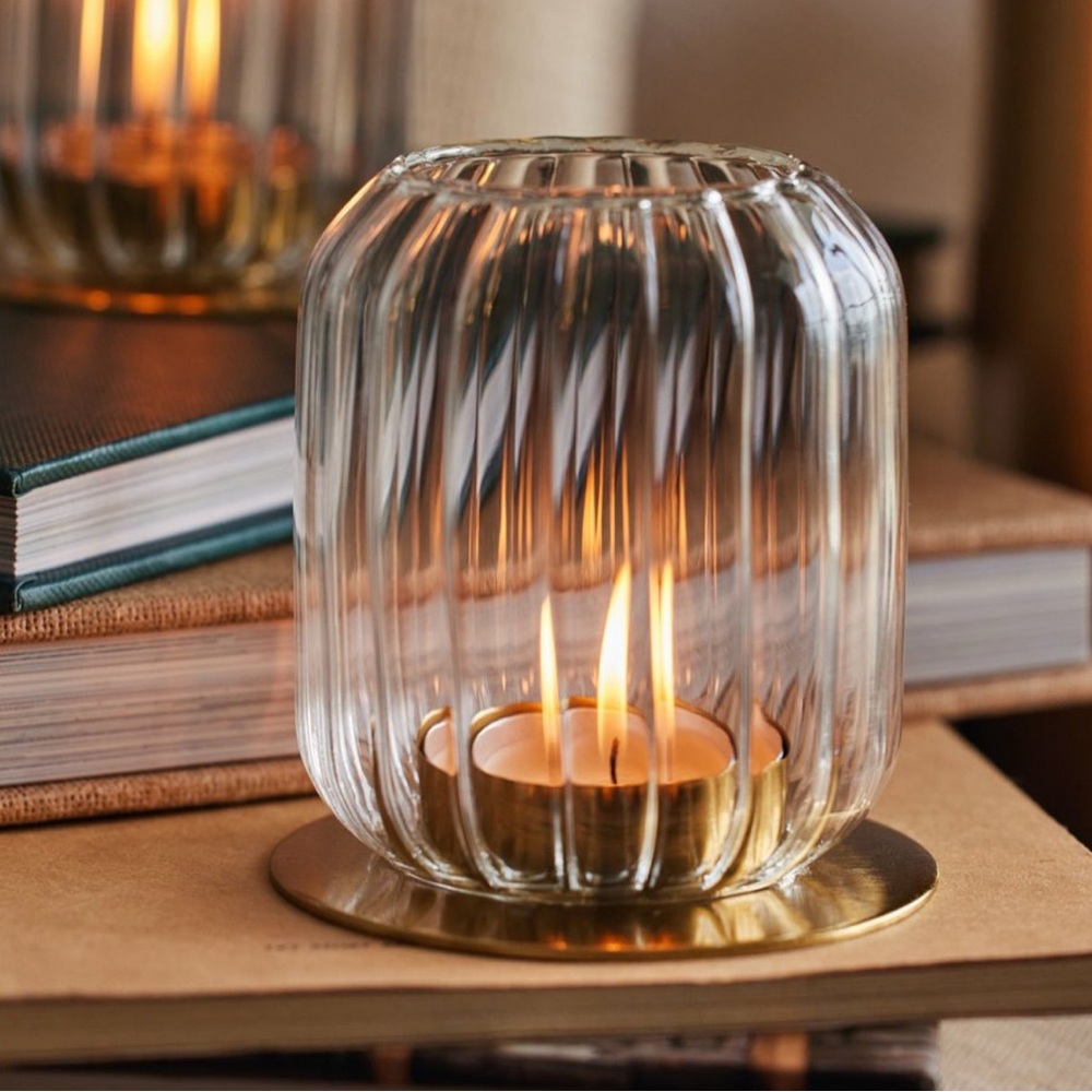 FLECK Kira Glass Candle Holder with Gold Base